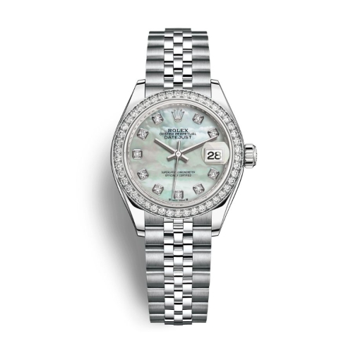 Đồng Hồ Rolex Lady-Datejust 28 279384RBR-0011 Mặt Số Ngọc Trai Dây Đeo Jubilee Vàng Trắng Thép