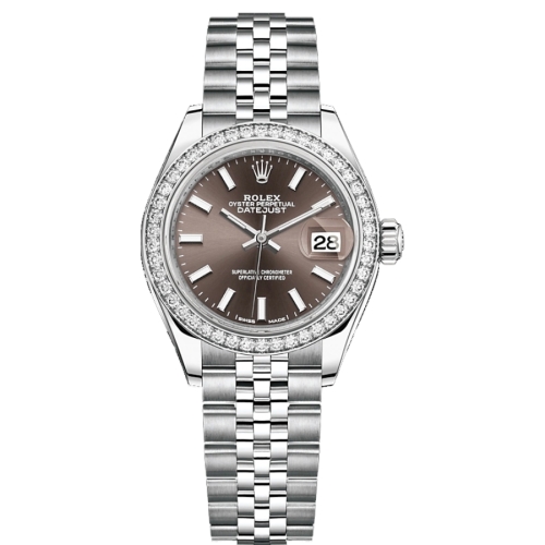 Đồng Hồ Rolex Lady-Datejust 28 279384RBR-0013 Mặt Số Xám Đậm Dây Đeo Jubilee Thép