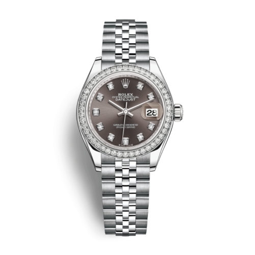 Đồng Hồ Rolex Lady-Datejust 28 279384RBR-0017  Mặt Số Xám Đậm Dây Đeo Jubilee Thép