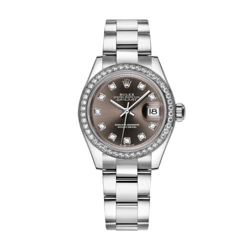 Đồng Hồ Rolex Lady-Datejust 28  279384RBR-0018 Mặt Số Xám Đậm Dây Đeo Oyster  Vàng Trắng Thép