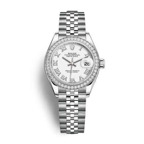 Đồng Hồ Rolex Lady-Datejust 28 279384RBR-0019 Mặt Số Trắng Dây Đeo Jubilee Thép