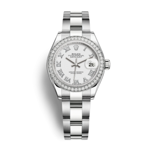 Đồng Hồ Rolex Lady-Datejust 28 279384RBR-0020 Mặt Số Trằng Dây Đeo Oyster Thép
