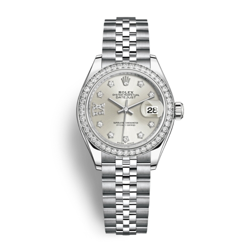 Đồng Hồ Rolex Lady-Datejust 28 279384RBR-0021 Mặt Số Bạc Dây Đeo Jubilee Thép