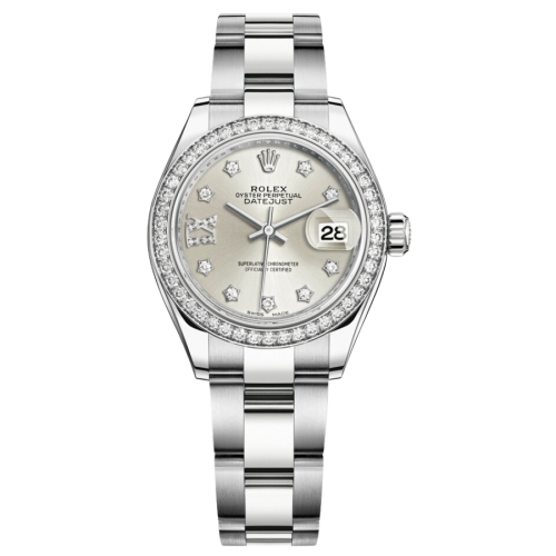 Đồng Hồ Rolex Lady-Datejust 28 279384RBR-0022 Mặt Số Bạc Dây Đeo Oyster Thép