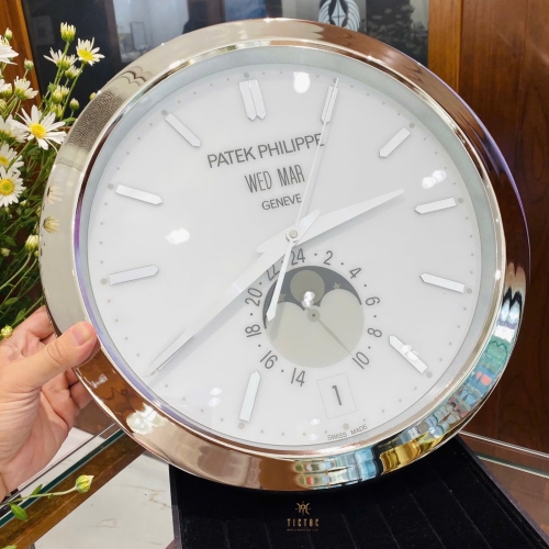 Đồng hồ treo tường Patek Philippe viền thép đường kính 39cm