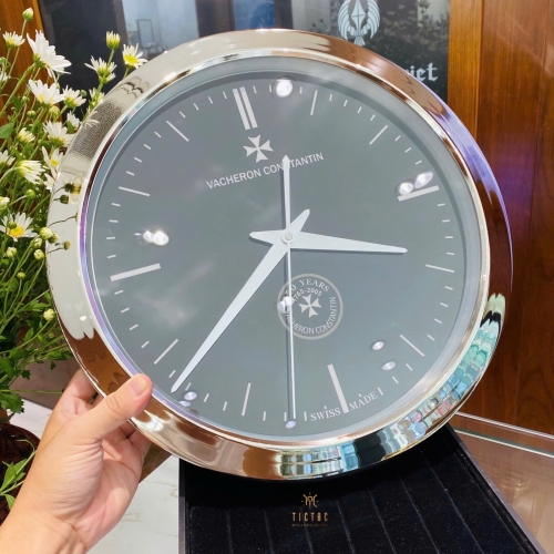 Đồng hồ treo tường Vacheron Constantin viền thép đường kính 39cm