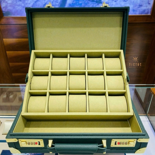 Vali da xanh Rolex chứa 15 đồng hồ
