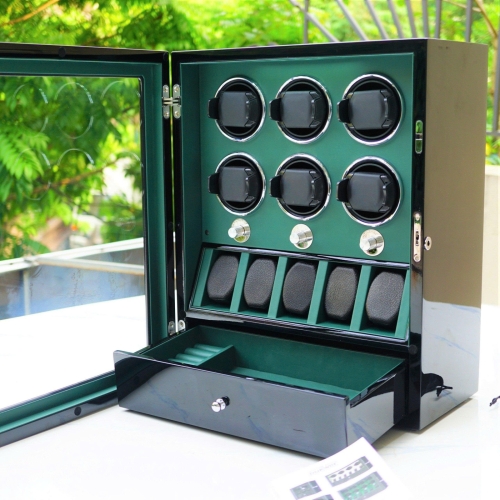 Hộp xoay Dukwin 6 đồng hồ kết hợp ngăn 5 tĩnh và ngăn trang sức
