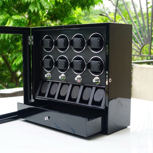 Hộp xoay Dukwin 8 đồng hồ kết hợp ngăn 6 tĩnh và ngăn trang sức